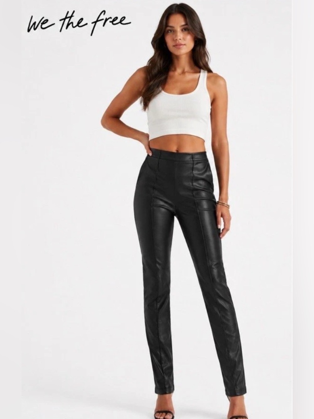 We The Free Black Faux Leather High-Rise Skinny Pants